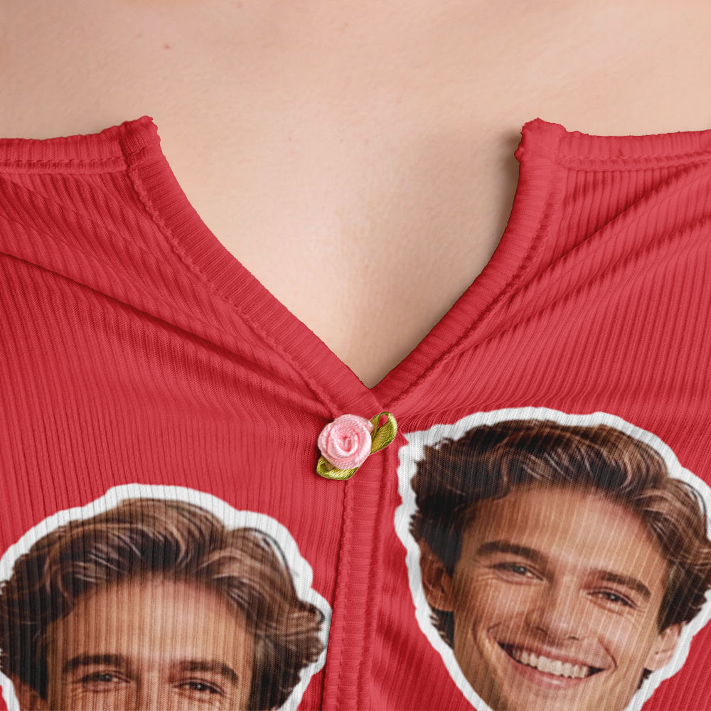 Valentine's Gifts Custom Photo Appliques Notched Neckline Lingerie Set - FaceSocksUSA