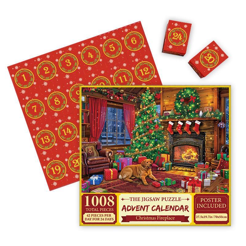 Christmas Countdown Jigsaw Advent Calendar 24 Days 1008 Pieces Puzzle Blind Box