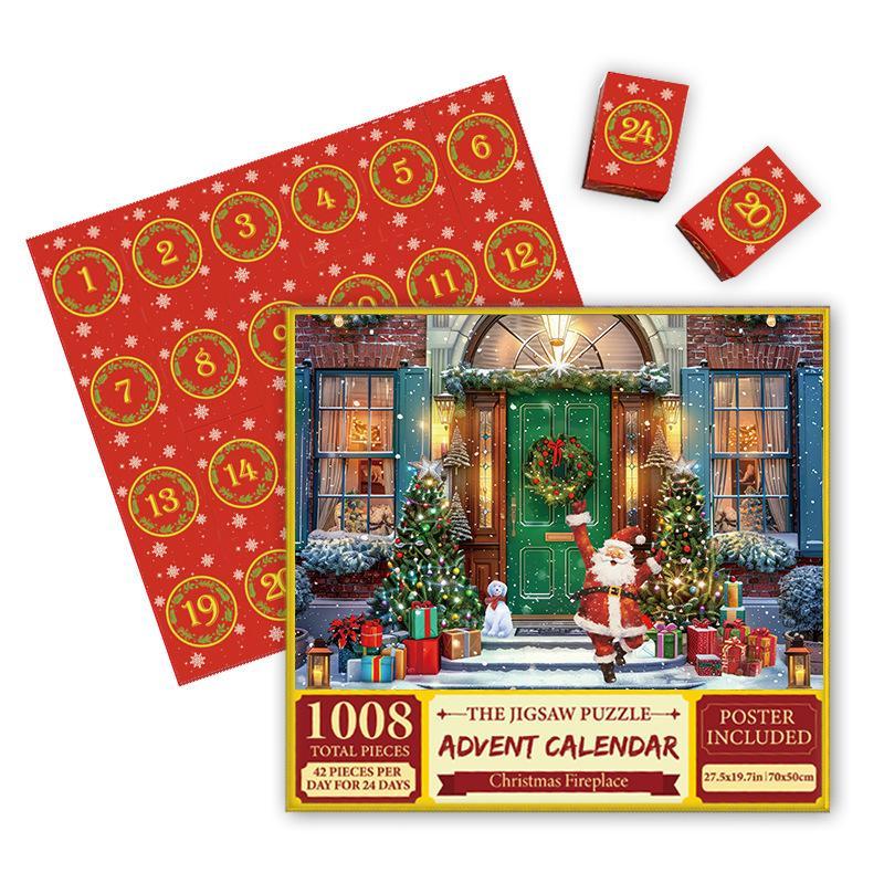 Christmas Countdown Jigsaw Advent Calendar 24 Days 1008 Pieces Puzzle Blind Box