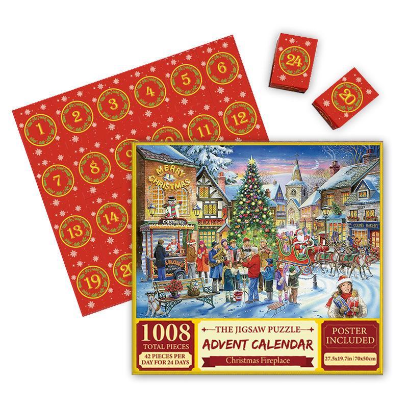 Christmas Countdown Jigsaw Advent Calendar 24 Days 1008 Pieces Puzzle Blind Box