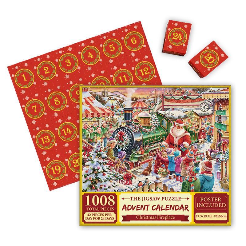 Christmas Countdown Jigsaw Advent Calendar 24 Days 1008 Pieces Puzzle Blind Box