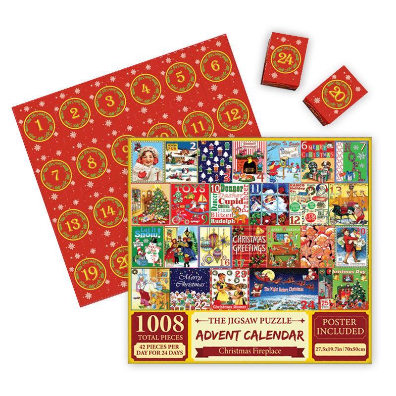 Christmas Countdown Jigsaw Advent Calendar 24 Days 1008 Pieces Puzzle Blind Box
