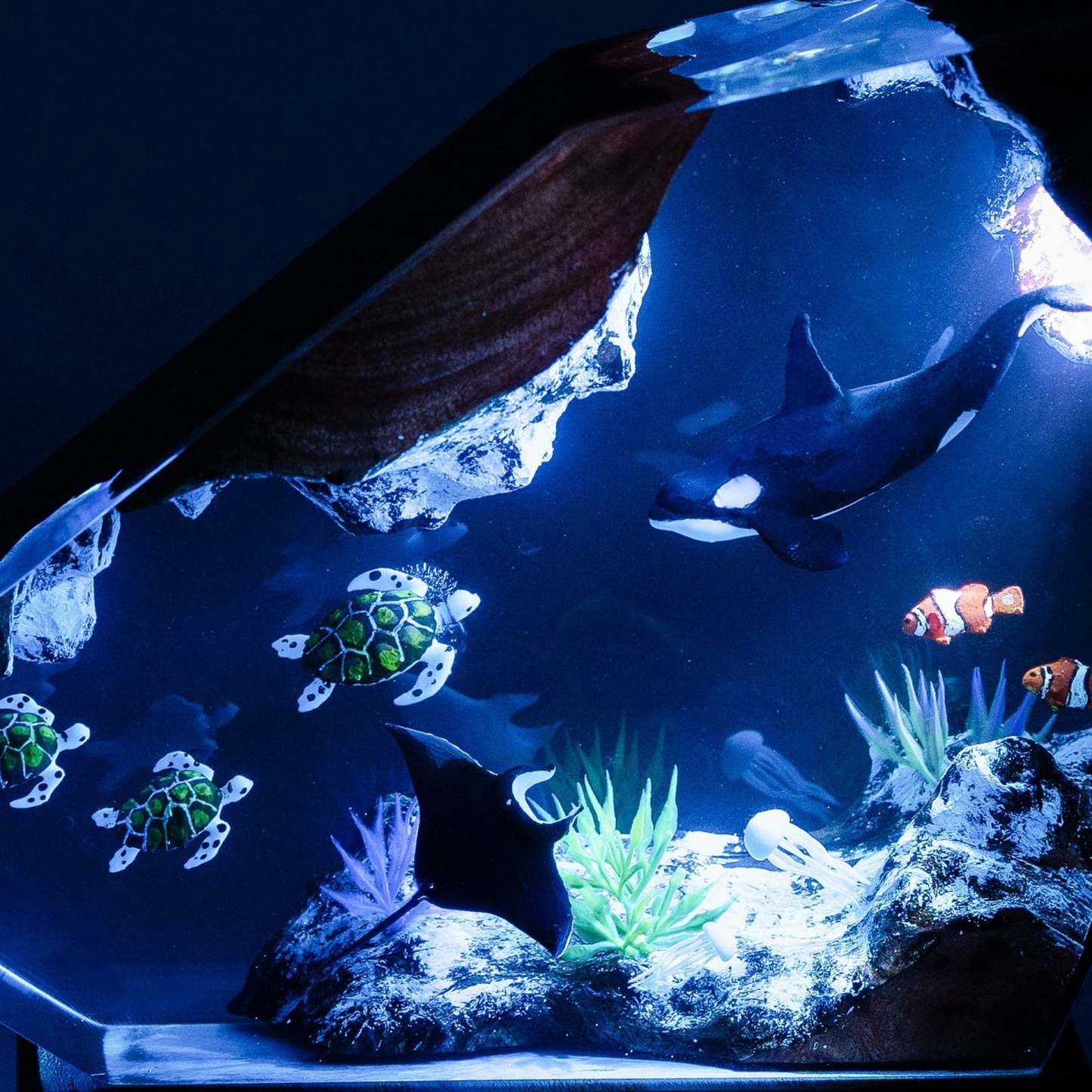 Art Resin Lamp Night Light Killer Whale and Sea Turtle Home Decor Gift Unique Birthday Gift Ideas	 - FaceSocksUSA