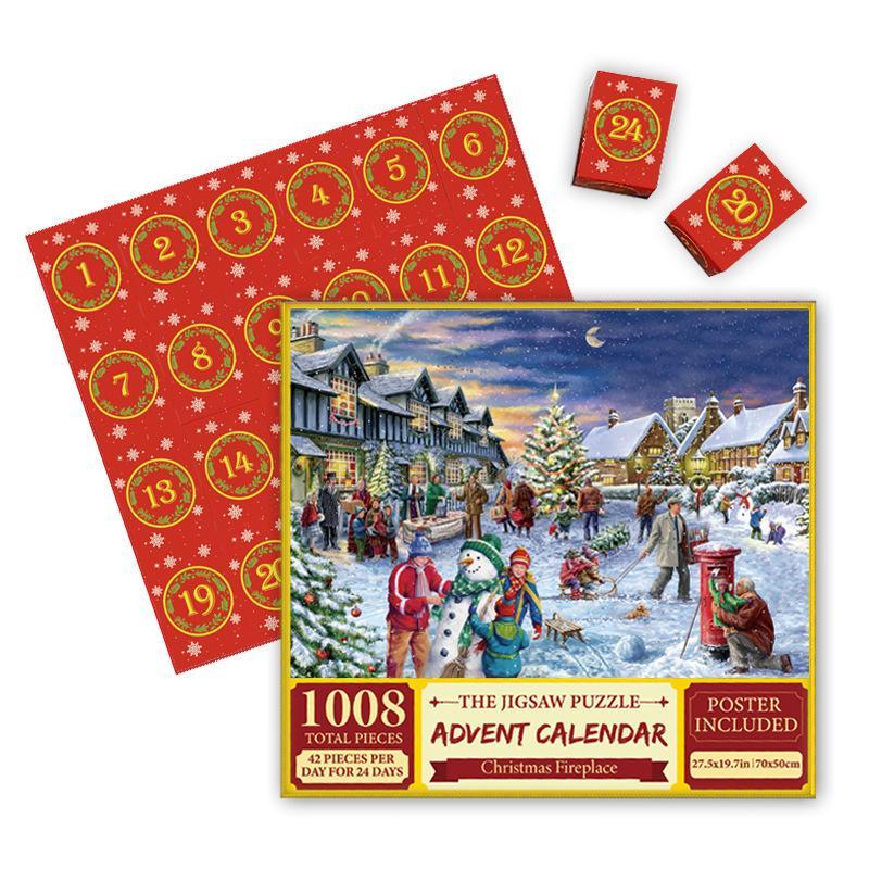 Christmas Countdown Jigsaw Advent Calendar 24 Days 1008 Pieces Puzzle Blind Box