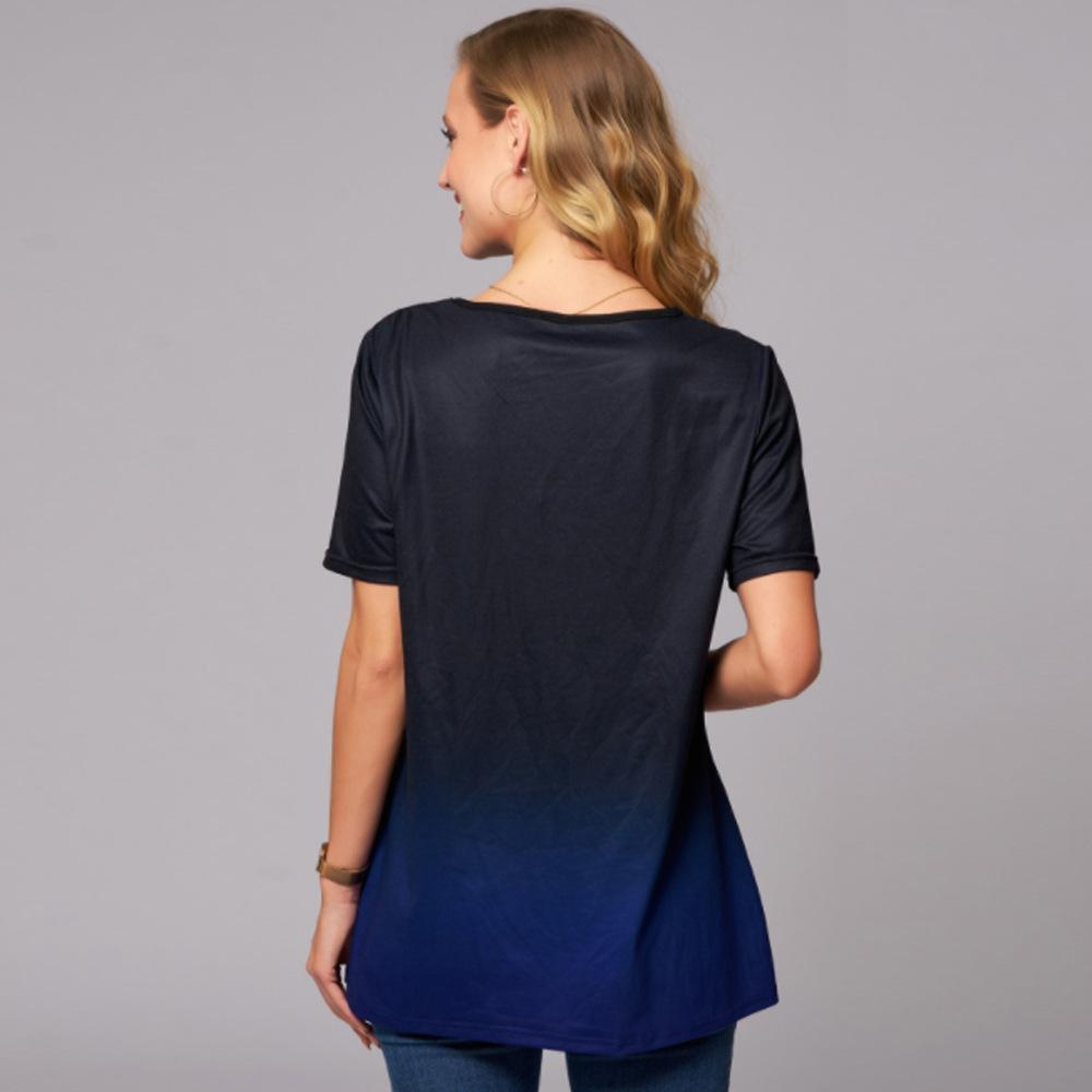 Independence Day American Flag Short Sleeve Women T-Shirt 4th of July - Black