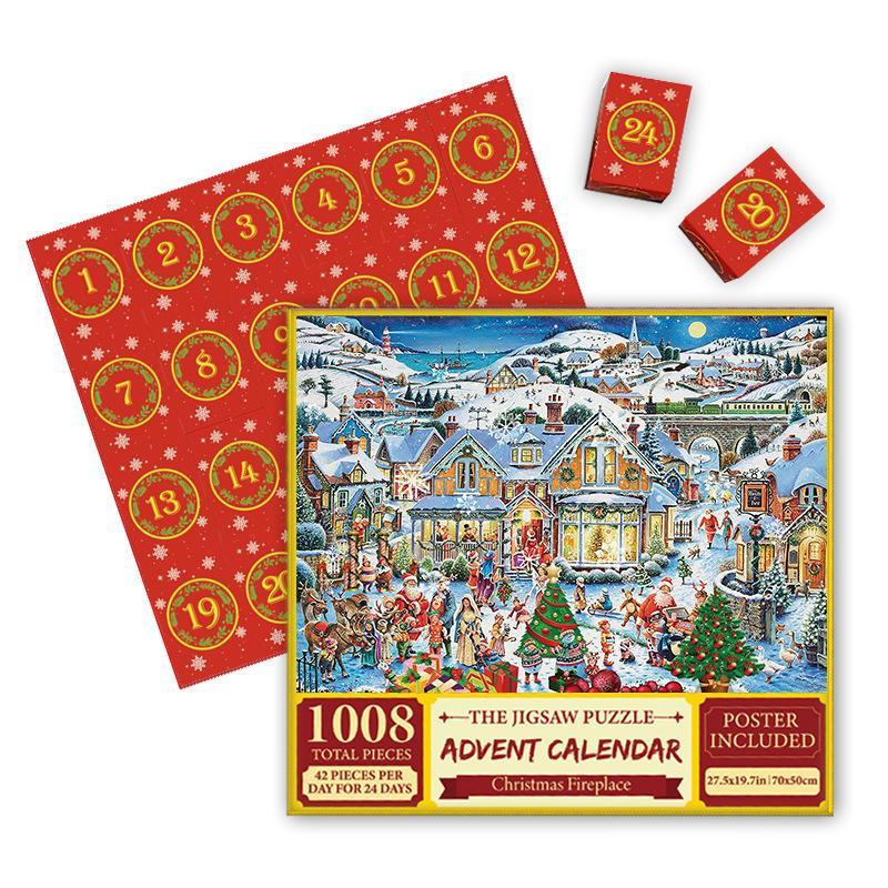 Christmas Countdown Jigsaw Advent Calendar 24 Days 1008 Pieces Puzzle Blind Box
