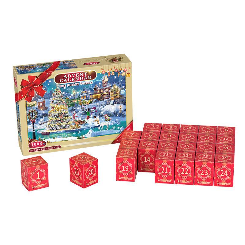 Christmas Countdown Jigsaw Advent Calendar 24 Days 1008 Pieces Puzzle Blind Box