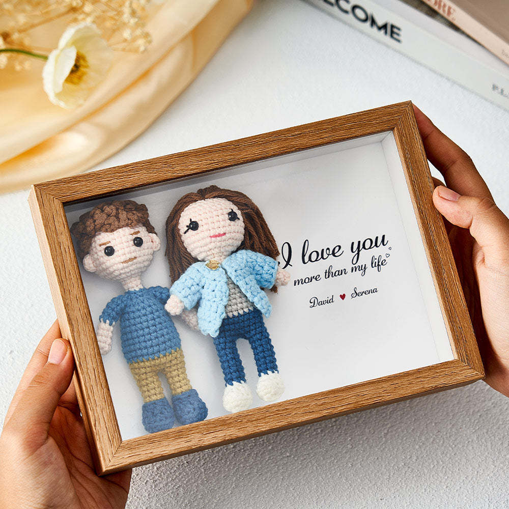 Full Body Custom Crochet Dolls Handmade Mini Look alike Dolls Personalized Name Photo Frame - FaceSocksUSA