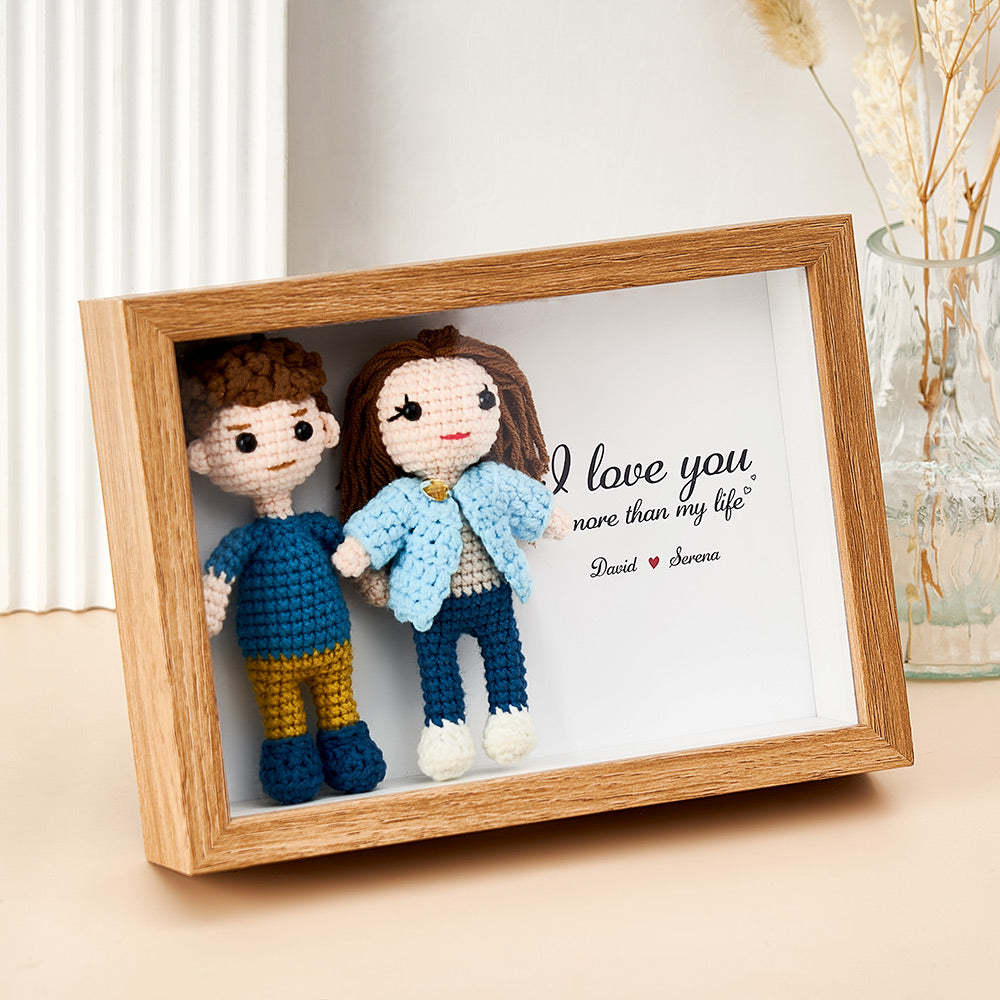 Full Body Custom Crochet Dolls Handmade Mini Look alike Dolls Personalized Name Photo Frame - FaceSocksUSA