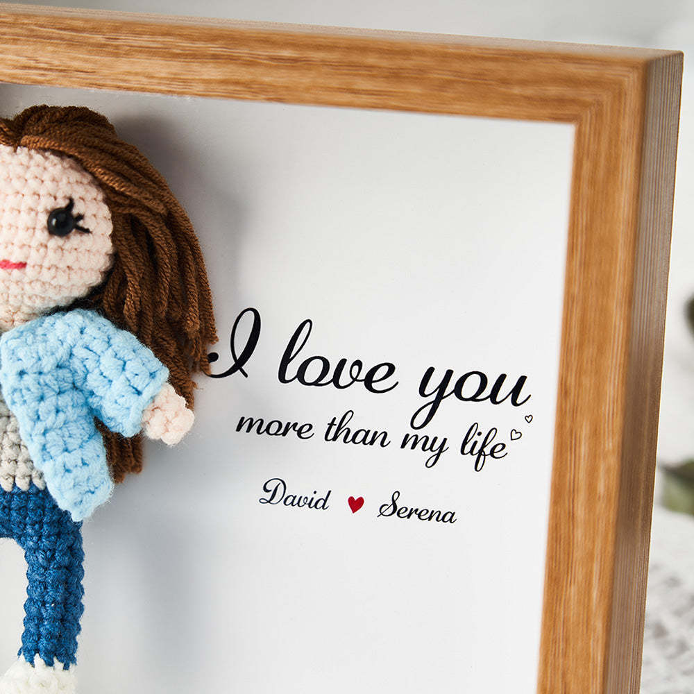 Full Body Custom Crochet Dolls Handmade Mini Look alike Dolls Personalized Name Photo Frame - FaceSocksUSA