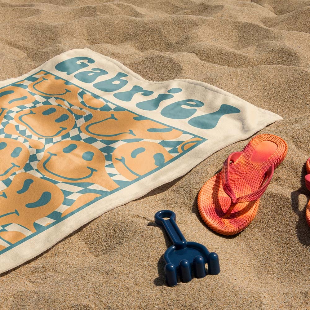 RETRO Multi Style Personalized Beach Towel Name Bath Towel Custom Pool Towel Beach Towel With Name Outside Birthday Vacation Gift - GiftLab