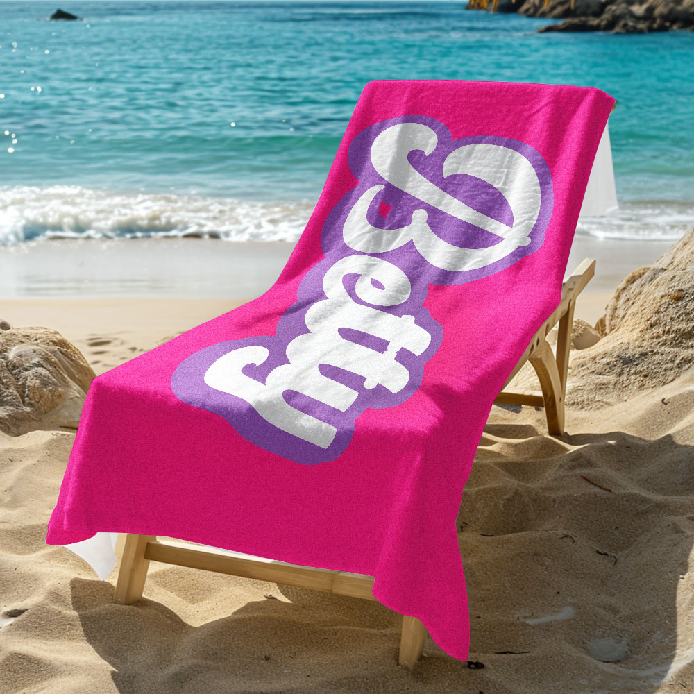 RETRO Style Personalized Beach Towel Personalized Name Bath Towel Custom Pool Towel Beach Towel With Name Outside Birthday Vacation Gift - GiftLab