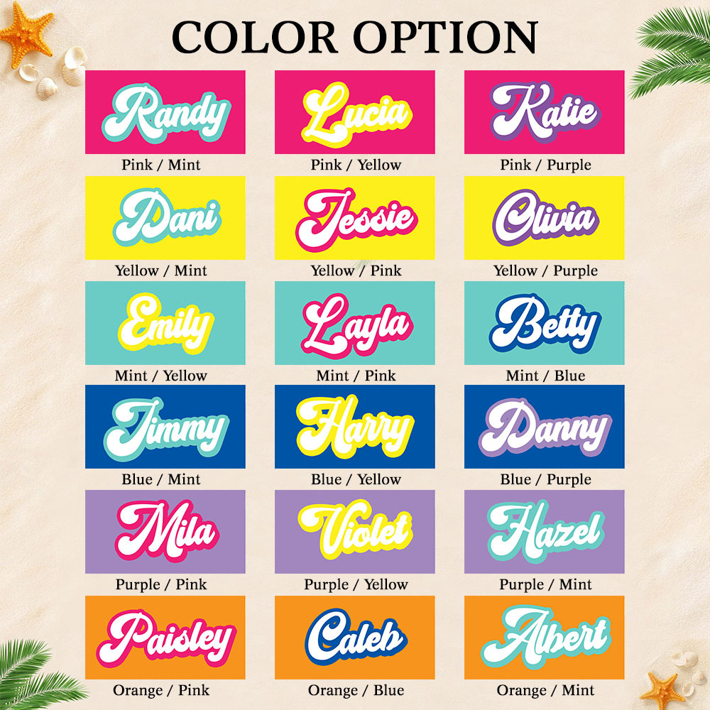 RETRO Style Personalized Beach Towel Personalized Name Bath Towel Custom Pool Towel Beach Towel With Name Outside Birthday Vacation Gift - GiftLab