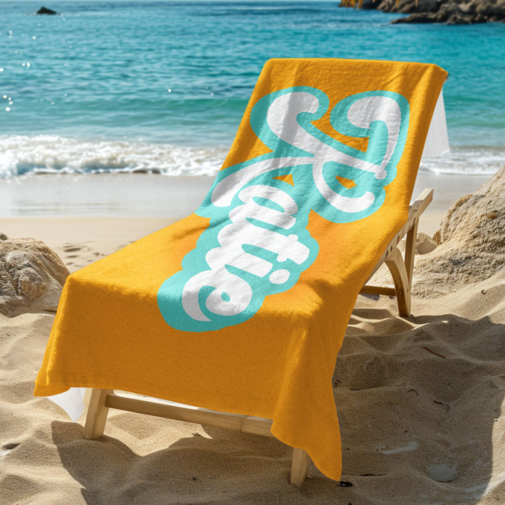 RETRO Style Personalized Beach Towel Personalized Name Bath Towel Custom Pool Towel Beach Towel With Name Outside Birthday Vacation Gift - GiftLab