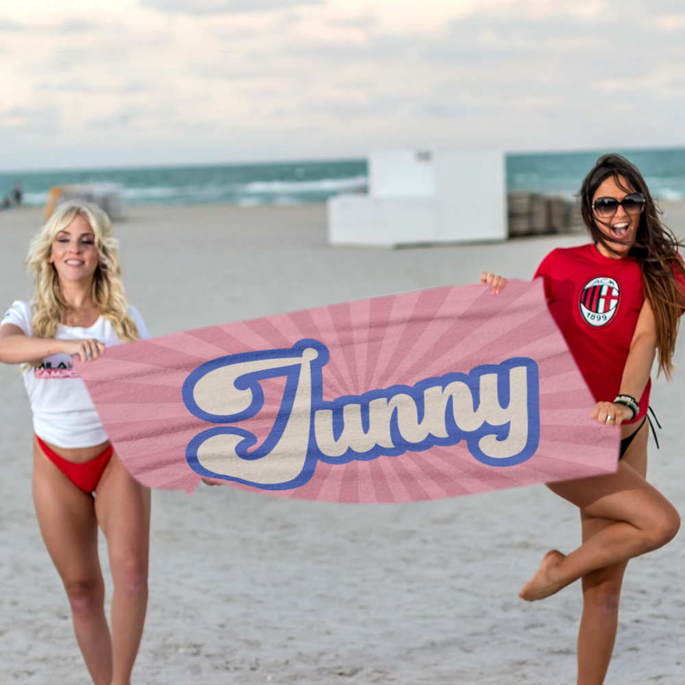 RETRO Style Personalized Beach Towel Personalized Name Bath Towel Custom Beach Towel With Name Outside Birthday Vacation Gift - GiftLab