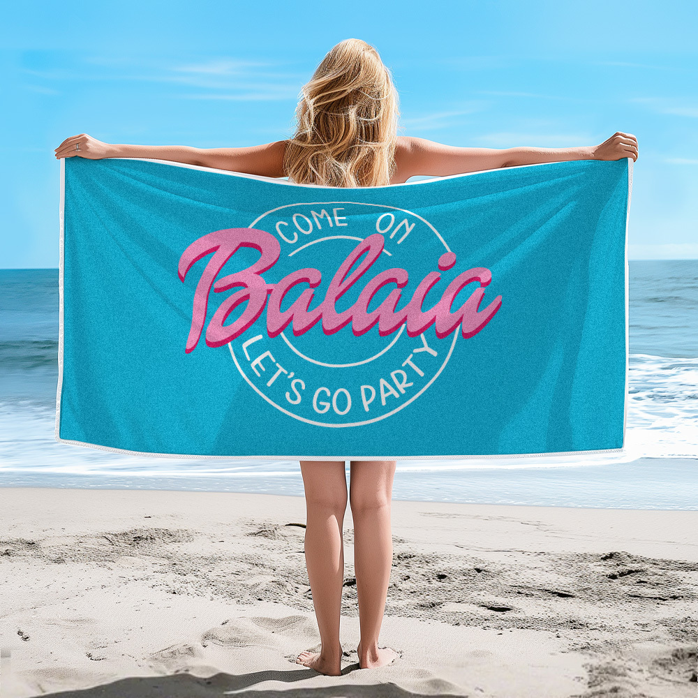 Custom Barbi Beach Towel with Name, Adult/Kids Personalized Name Bath Towel Pool Towel, Anniversary / Birthday Beach Towel, Vacation Gift - GiftLab