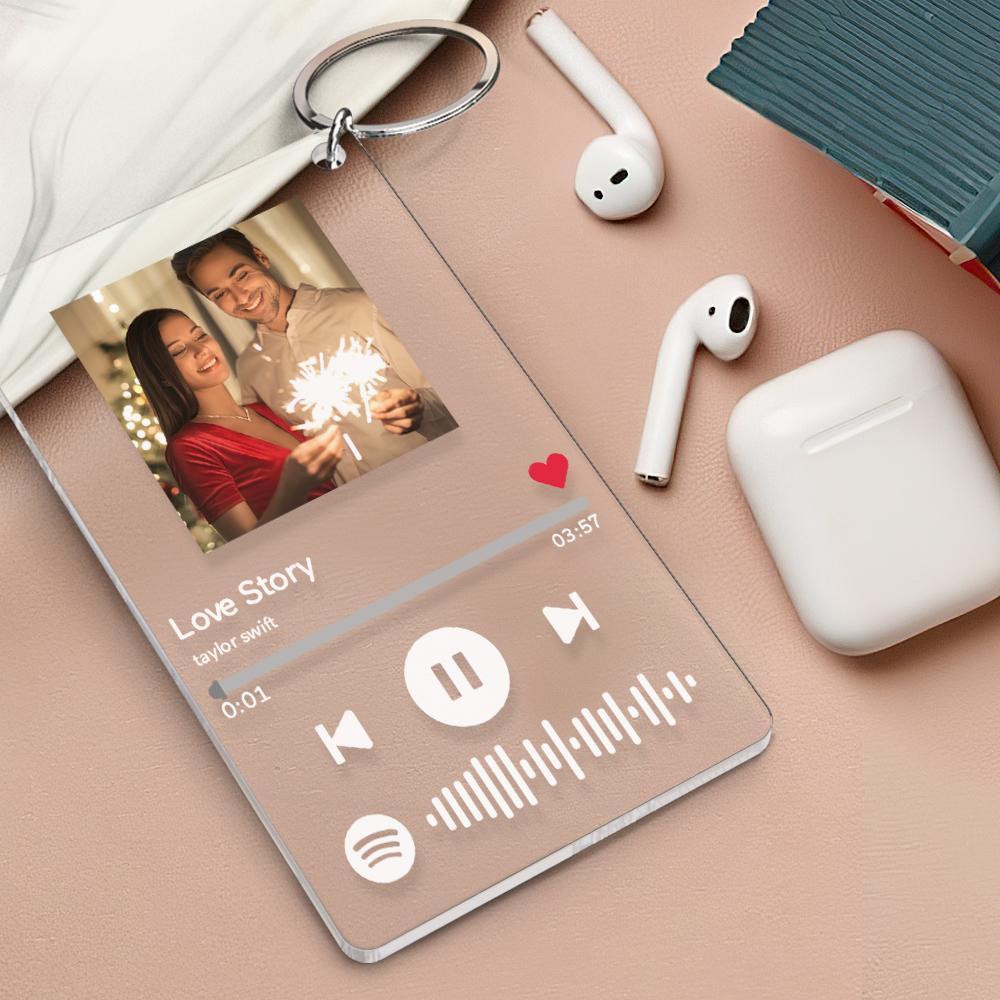Spotify Glass Custom Photo Keychain Scannable Spotify Code Music Plaque Keyring Christmas Surprise Gift (2.1IN X 3.4IN)-FaceSocksUSA
