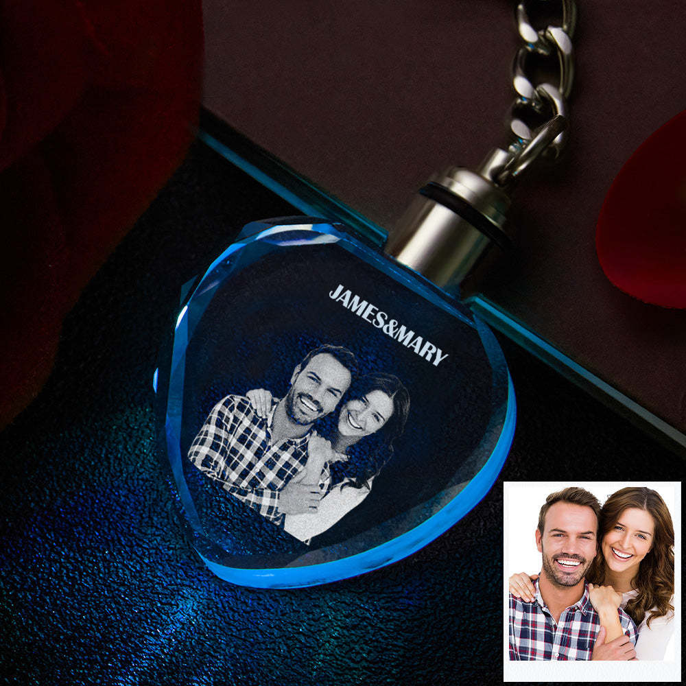 Custom Photo Crystal Keychain Couple Keepake Crystal Keychain Heart Shape Photo Keychain Grandparents Gifts - FaceSocksUSA