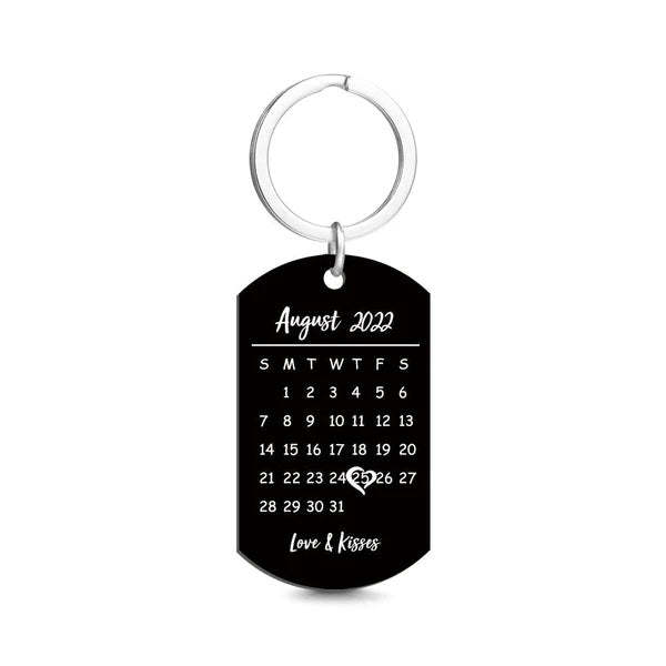 Custom Photo Keychain With Words Photo And Date Perfect Gift For Couple	 - FaceSocksUSA