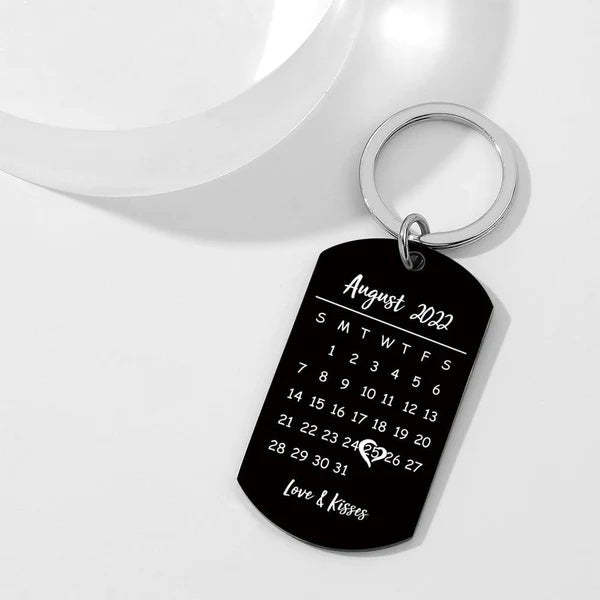 Custom Photo Keychain With Words Photo And Date Perfect Gift For Couple	 - FaceSocksUSA