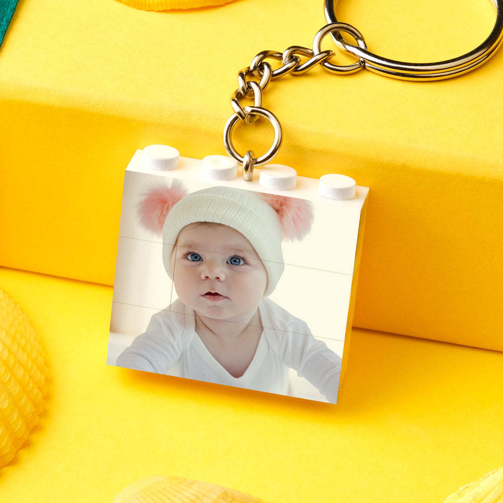 Custom Photo Building Block Keyring Bricks Puzzle Keychain Square Shape - FaceSocksUsa