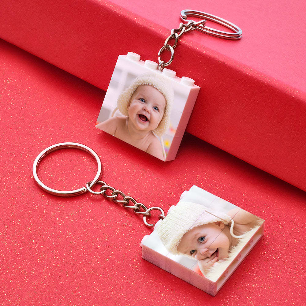 Custom Photo Building Block Keyring Bricks Puzzle Keychain Square Shape - FaceSocksUsa
