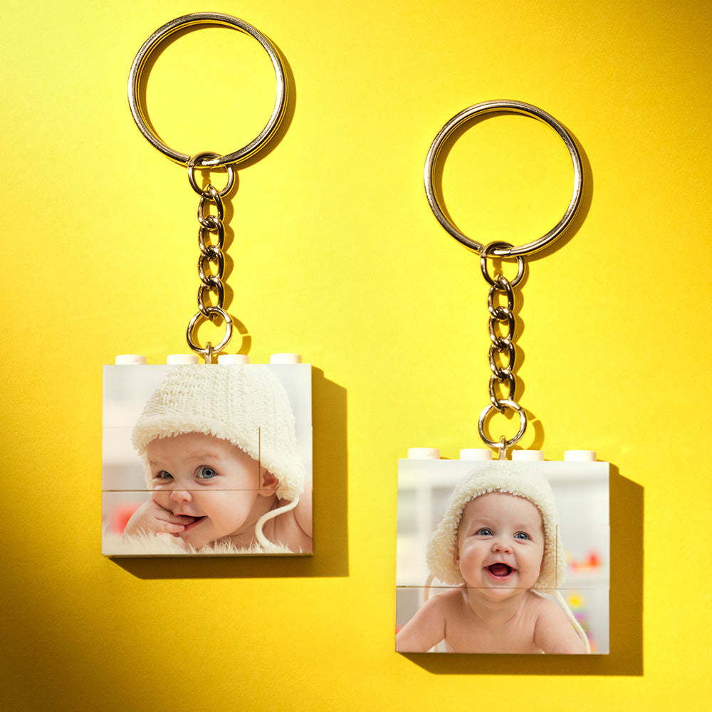 Custom Photo Building Block Keyring Bricks Puzzle Keychain Square Shape - FaceSocksUsa