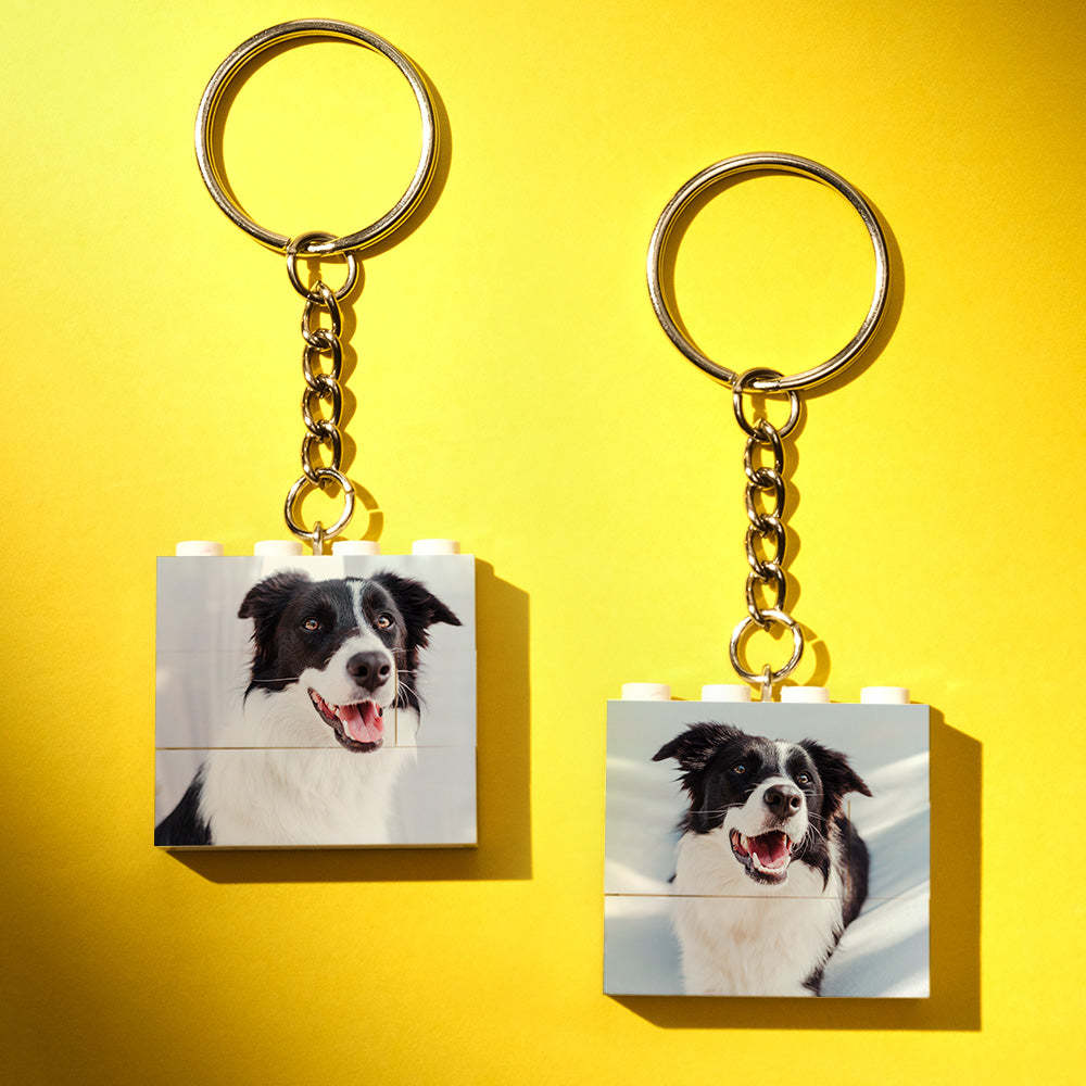 Custom Photo Building Block Keyring Bricks Puzzle Keychain Square Shape - FaceSocksUsa