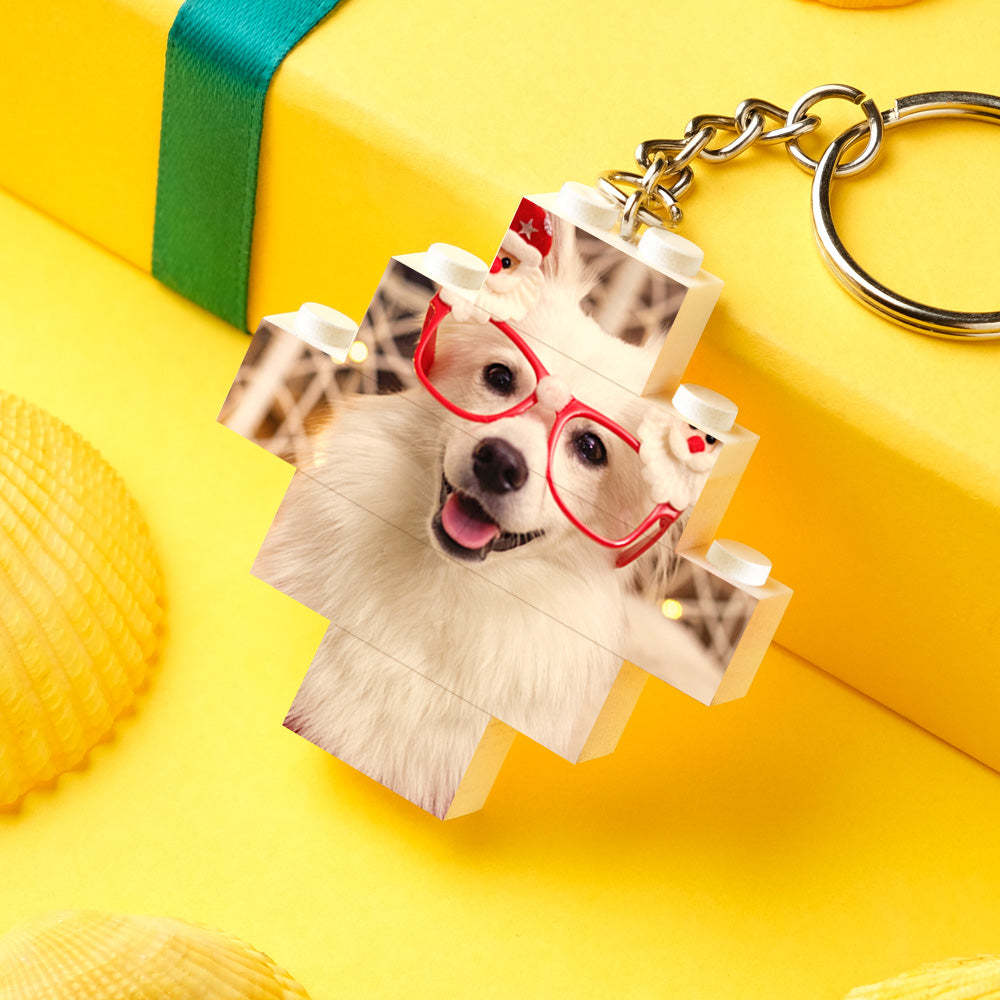 Personalized Photo Keyring Building Bricks Block Keychain Diamond Shape - FaceSocksUsa