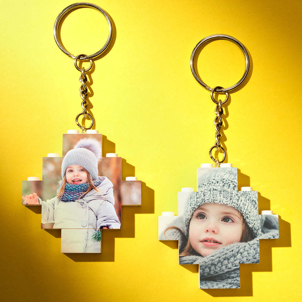Personalized Photo Keyring Building Bricks Block Keychain Diamond Shape - FaceSocksUsa