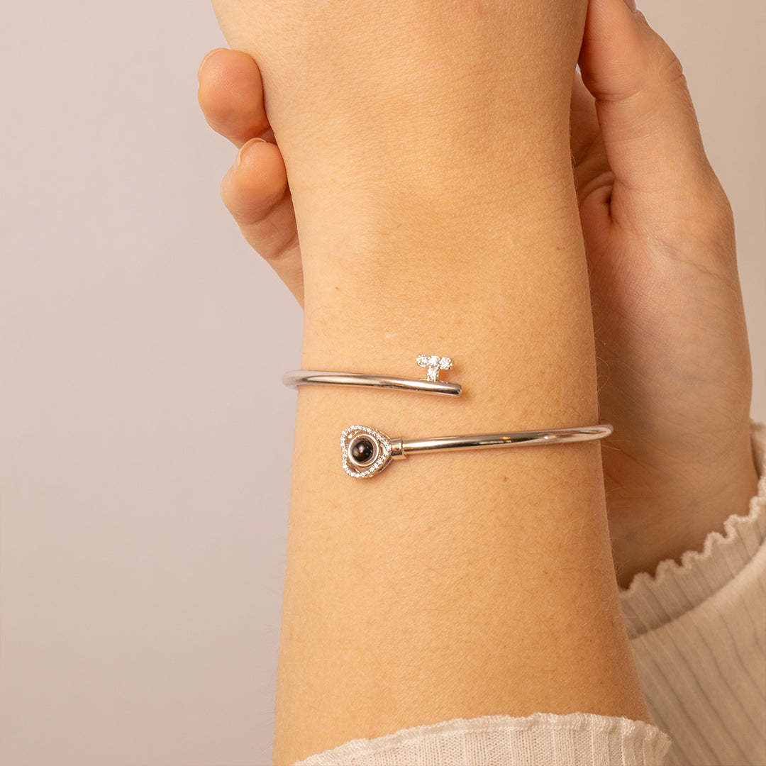 Custom Photo Projection Bracelet Personalized Heart Bracelet Valentine's Day Gift	 - FaceSocksUSA