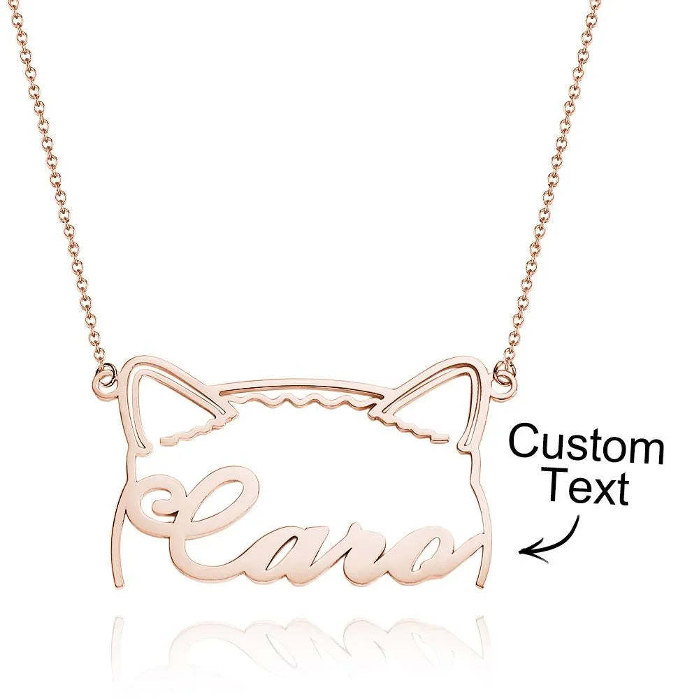 Custom Pet Silhouette Name Necklace Cute Dog Cat Modeling Jewelry Gift for Pet Lover	 - FaceSocksUSA