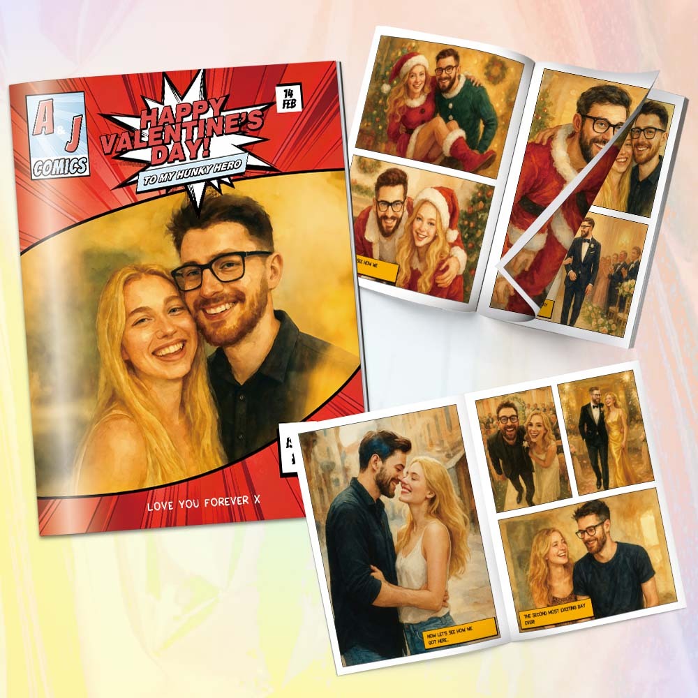 Personalized Valentine's Day Comic Book | Valentine's Day Boyfriend Gift | Valentine's Day Gift for Her | Unique Valentine's Day Gift
