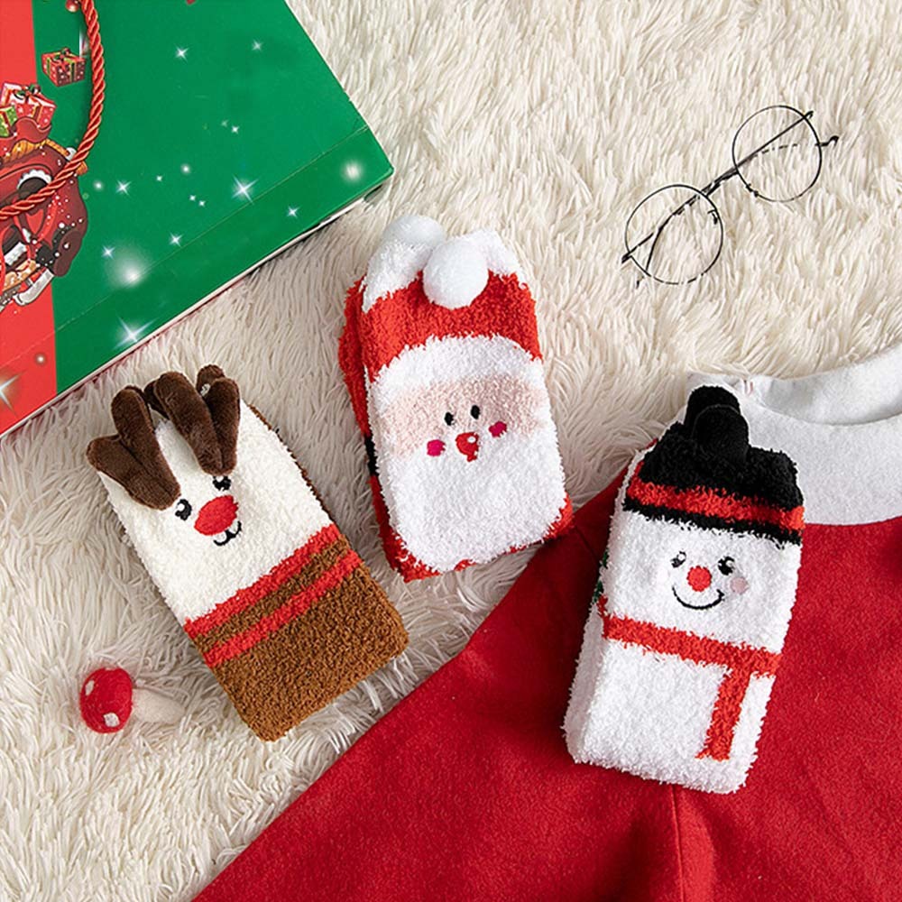 Christmas Socks Plush Coral Fleece Parent-child Christmas Socks Winter Home Floor Socks Christmas Gifts - FaceSocksUSA