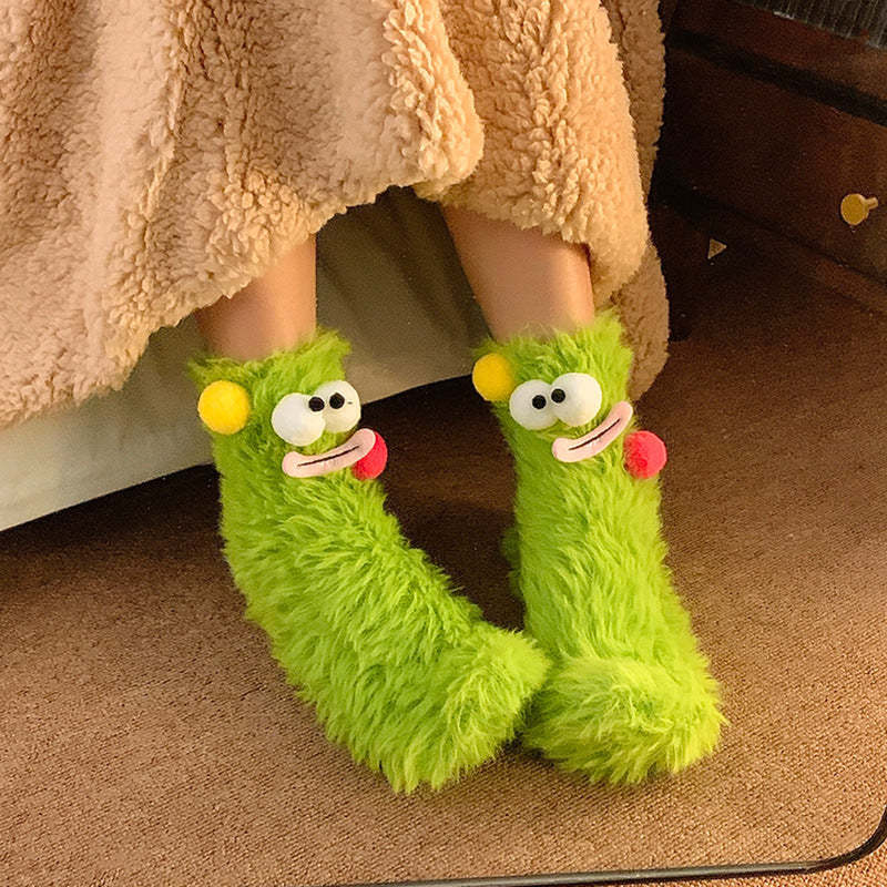 Cute Plush Socks with Big Eyes Winter Thickened Warm Socks - FaceSocksUsa