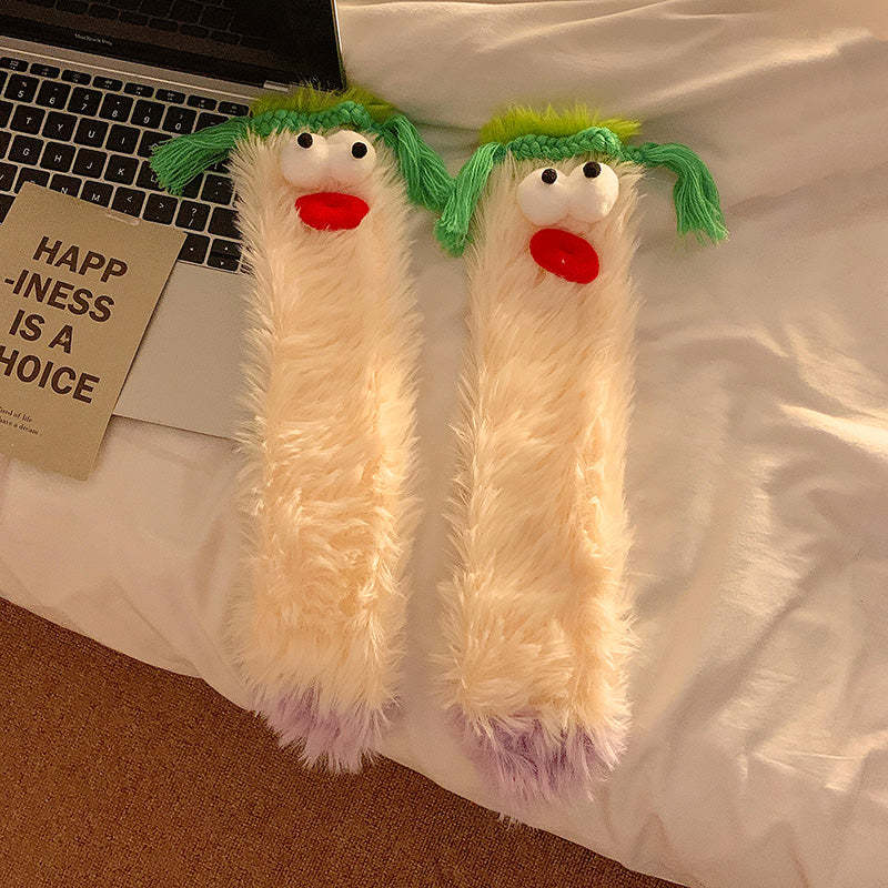 Cute Plush Socks with Big Eyes Winter Thickened Warm Socks - FaceSocksUsa