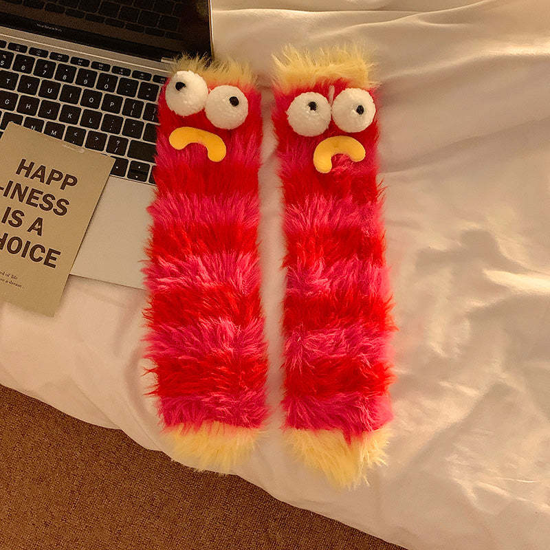 Cute Plush Socks with Big Eyes Winter Thickened Warm Socks - FaceSocksUsa