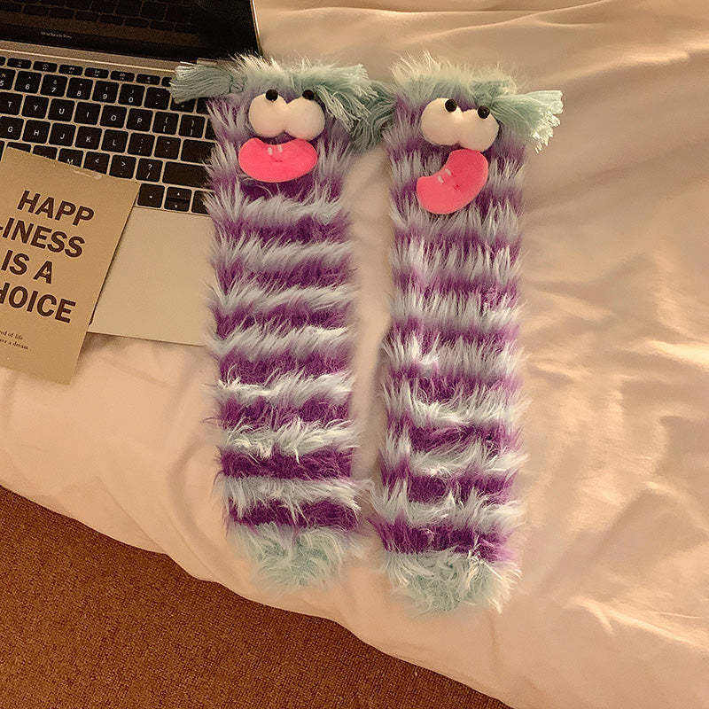 Cute Plush Socks with Big Eyes Winter Thickened Warm Socks - FaceSocksUsa