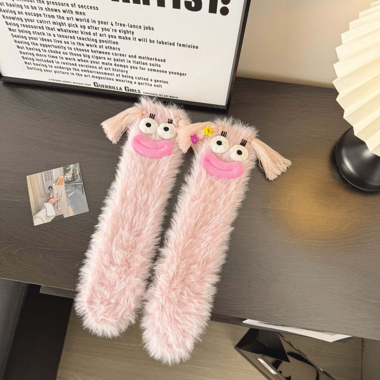 Ugly and Cute Plush Socks with Big Eyes Coral Fleece Home Winter Thickened Warm Socks	 - FaceSocksUSA