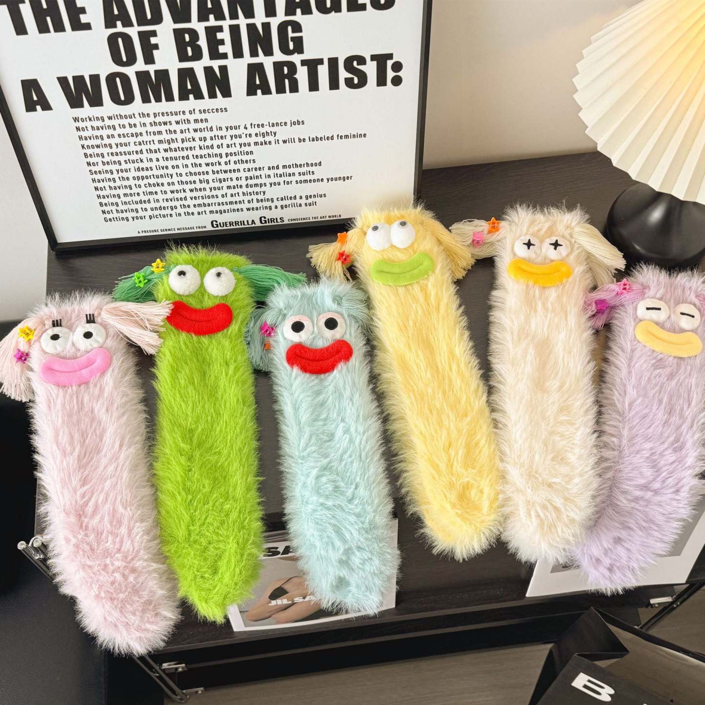 Ugly and Cute Plush Socks with Big Eyes Coral Fleece Home Winter Thickened Warm Socks	 - FaceSocksUSA