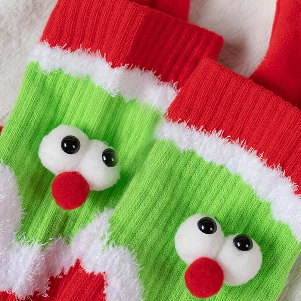 Funny Santa Claus Doll Women's Mid Tube Socks Magnetic Holding Hands Socks Christmas Gifts - FaceSocksUSA