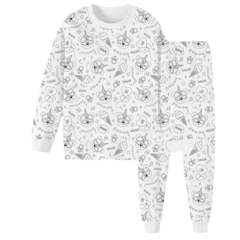 Children's DIY Hand-painted Graffiti Pajama Sets Home Clothes Coloring Cotton Pajama Sets - FaceSocksUSA
