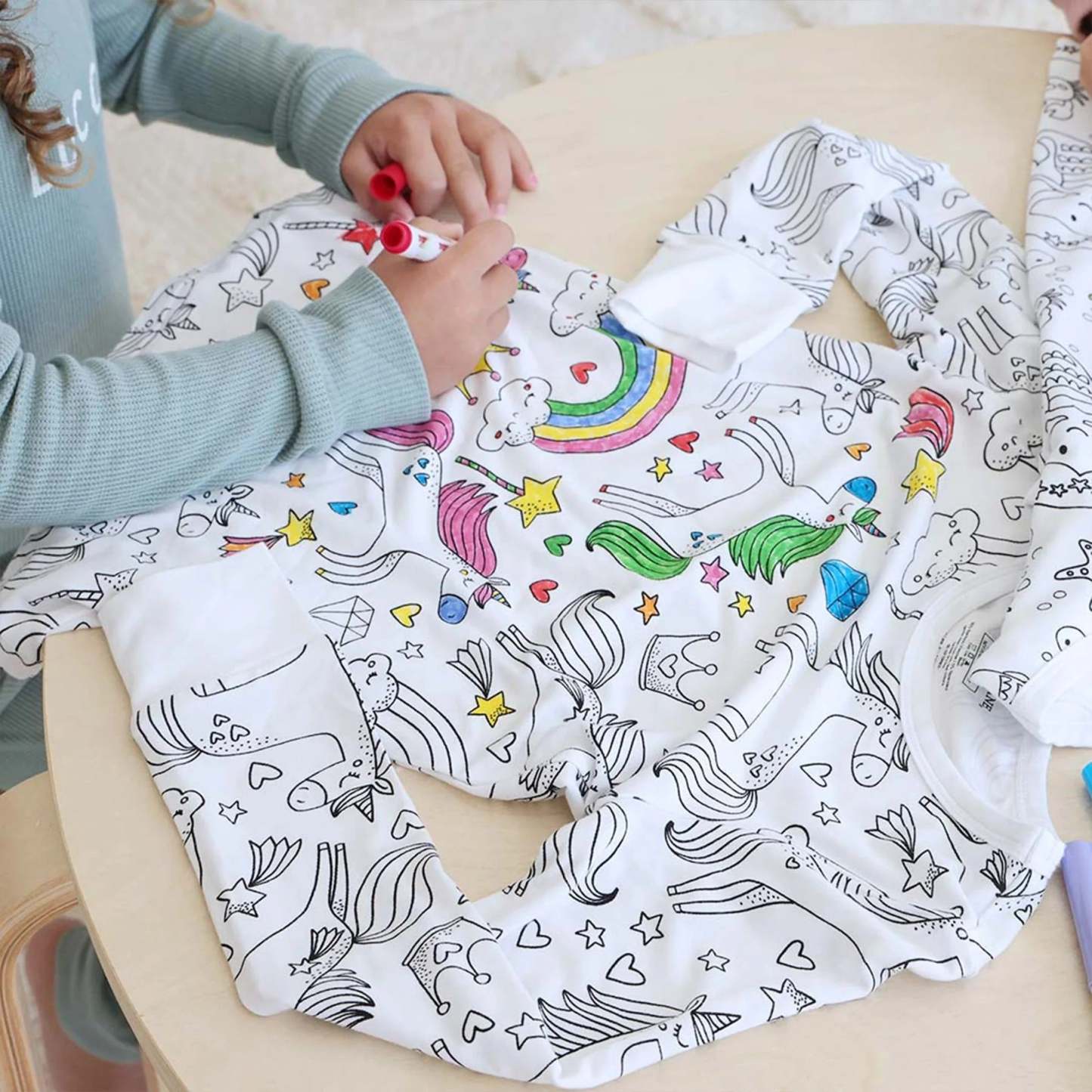 Children's DIY Hand-painted Graffiti Pajama Sets Home Clothes Coloring Cotton Pajama Sets - FaceSocksUSA