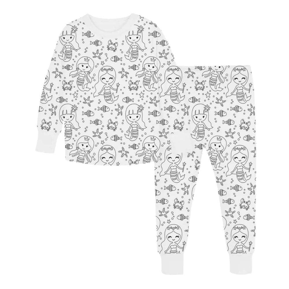 Children's DIY Hand-painted Graffiti Pajama Sets Home Clothes Coloring Cotton Pajama Sets - FaceSocksUSA