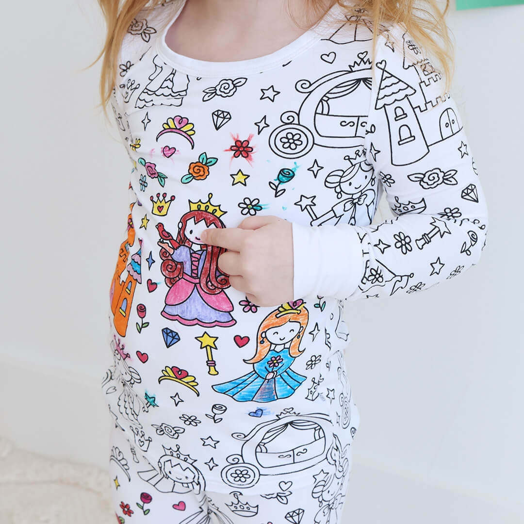 Children's DIY Hand-painted Graffiti Pajama Sets Home Clothes Coloring Cotton Pajama Sets - FaceSocksUSA