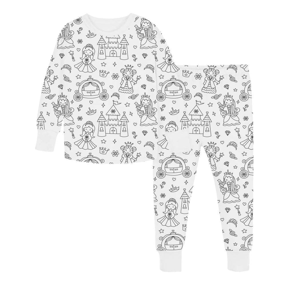 Children's DIY Hand-painted Graffiti Pajama Sets Home Clothes Coloring Cotton Pajama Sets - FaceSocksUSA