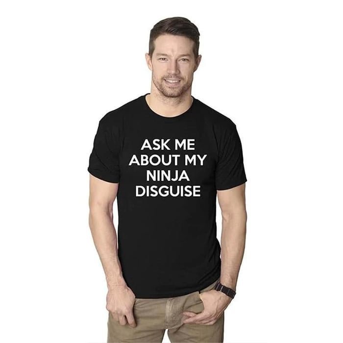 Funny T-shirt Ask Me About My Ninja Disguise Cartoon Mask Parent-child Outfit - FaceSocksUsa