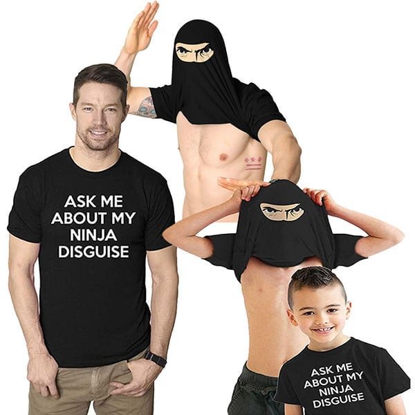 Funny T-shirt Ask Me About My Ninja Disguise Cartoon Mask Parent-child Outfit - FaceSocksUsa
