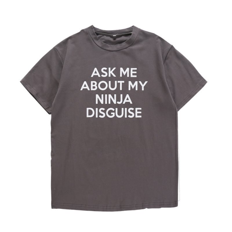 Funny T-shirt Ask Me About My Ninja Disguise Cartoon Mask Parent-child Outfit - FaceSocksUsa