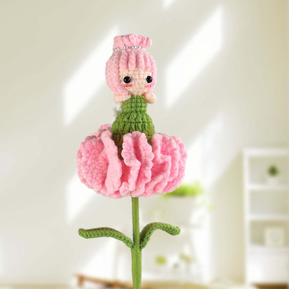 Carnation Fairy Crochet Doll Flower Handmade Knitted Flower Gift for Lover	 - FaceSocksUSA